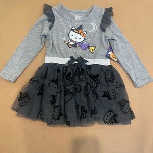 Hello Kitty Halloween Little Girls Black Tutu Dress Long Sleeve Size 2T